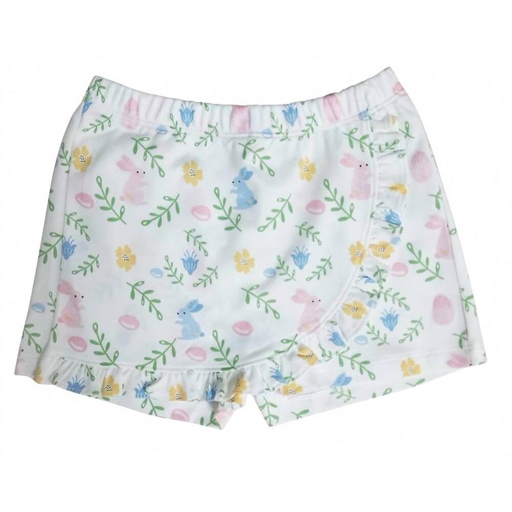 NEW MARCO & LIZZY girl's skort easter floral with bunnies in white